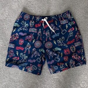 RARE! Chubbies Marvel Men's Navy Graphic Swim Trunks